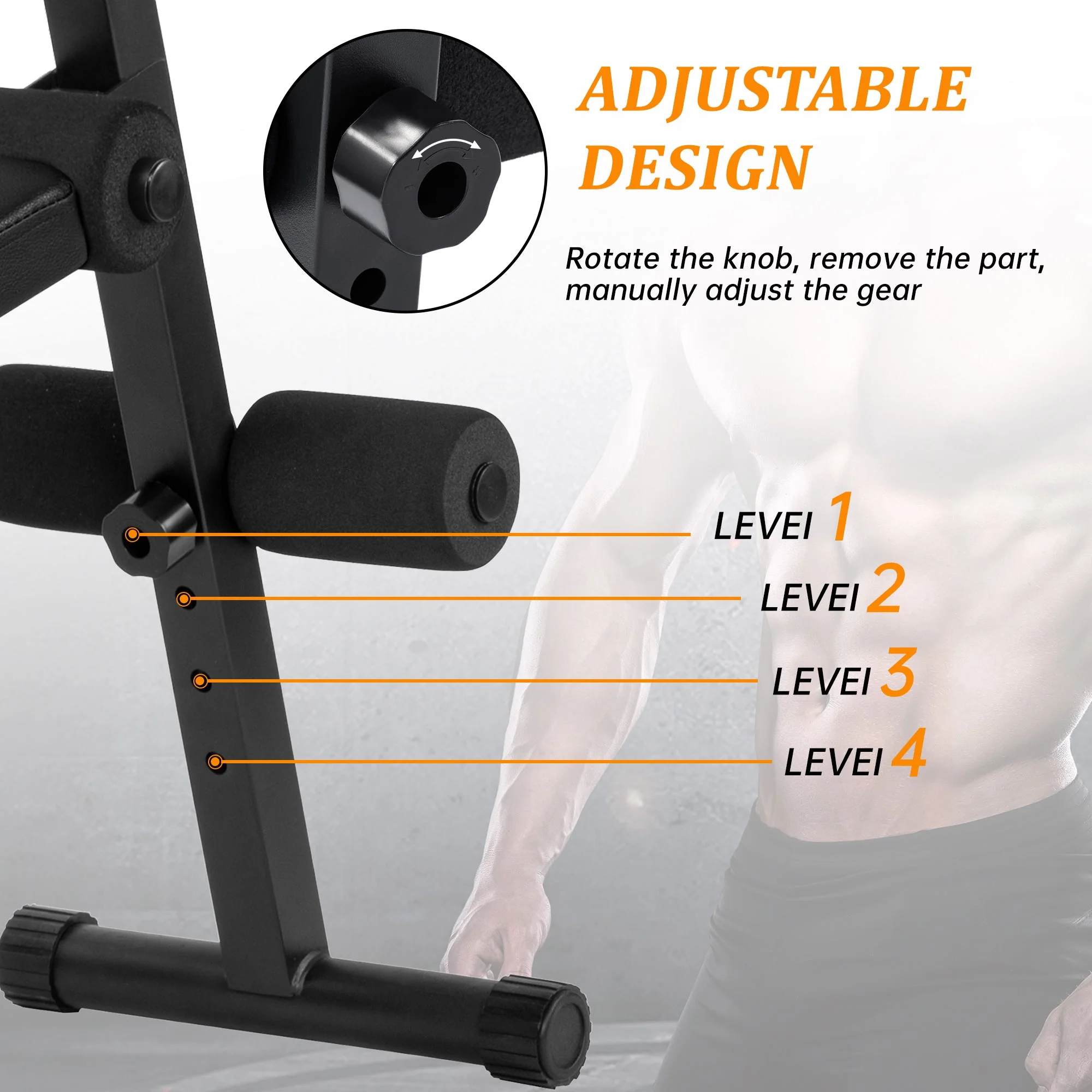 New Adjustable Sit-Up Bench – 330 lbs Capacity Ab Workout Bench for Home Gym Foldable, 4-Level Height AMEEB101 - Image 3