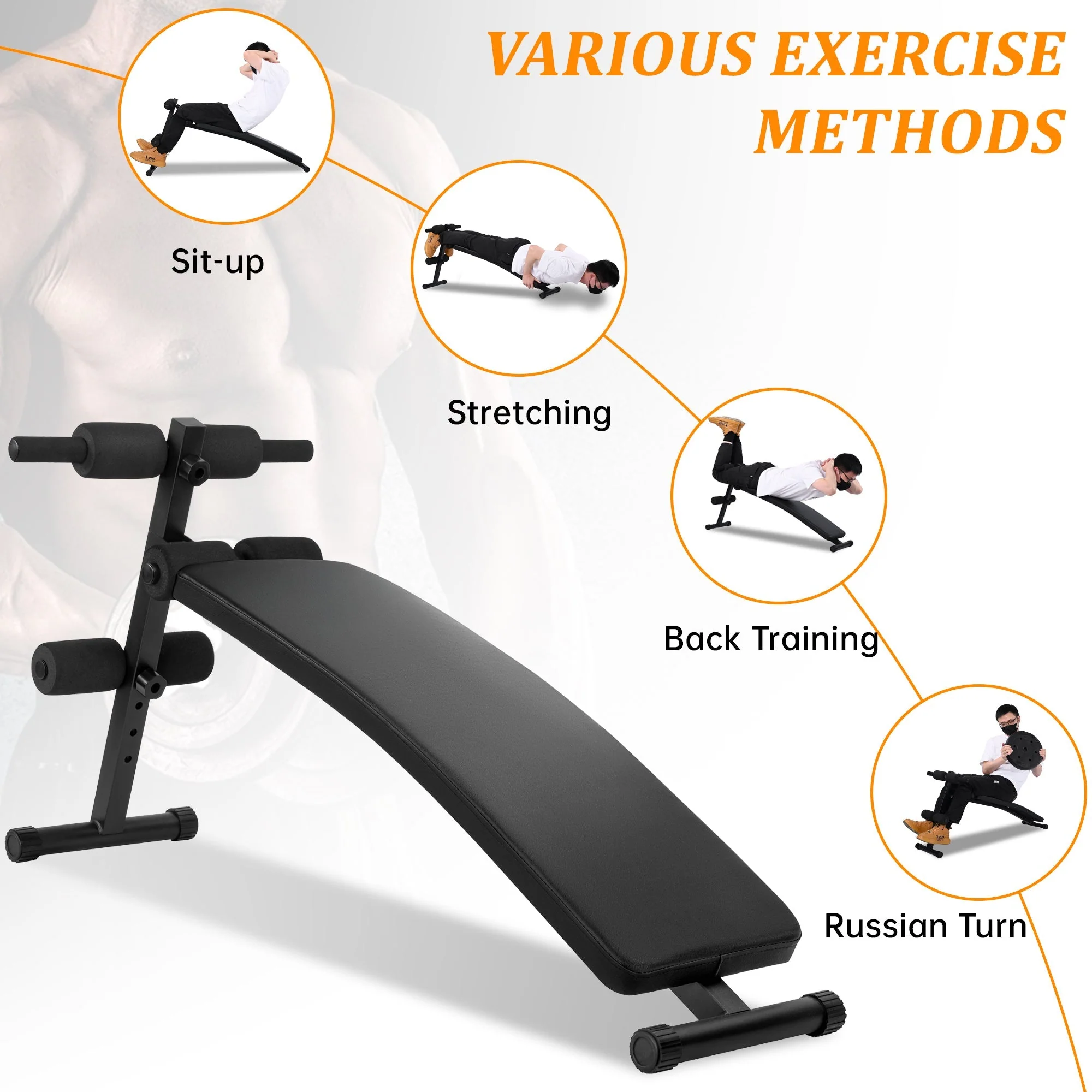 New Adjustable Sit-Up Bench – 330 lbs Capacity Ab Workout Bench for Home Gym Foldable, 4-Level Height AMEEB101 - Image 4