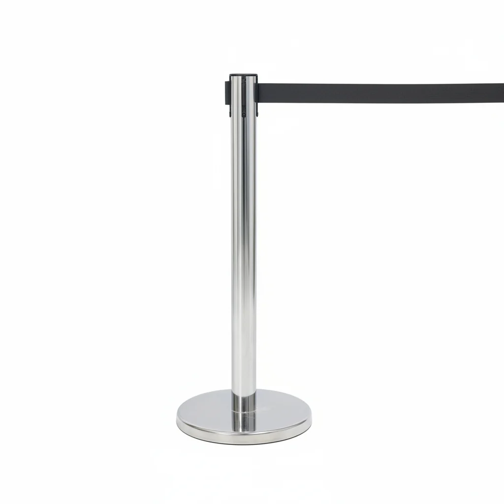 New Adjustable Stainless Steel Crowd Control Barrier Post – Retractable Belt Stanchion 1127501 - Image 2
