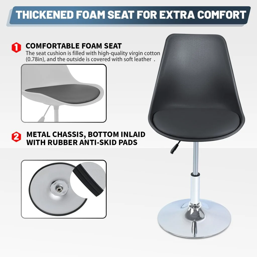 New Adjustable Swivel Bar Stool – Modern Height Adjustable Counter Chair with Footrest AMDPC001 - Image 2