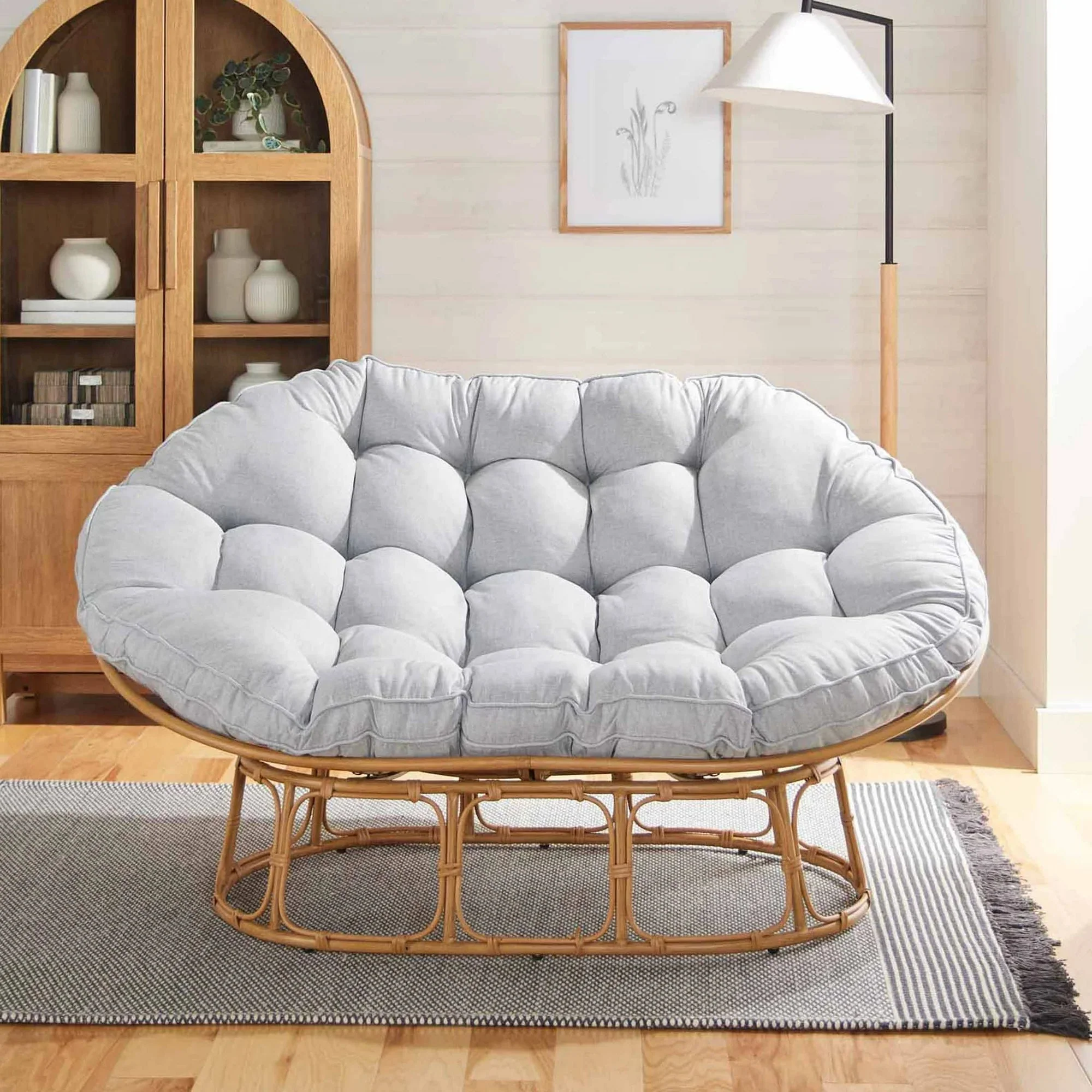 Better Homes & Gardens Double Papasan Accent Chair, Grey Linen 710667614938 - Image 4