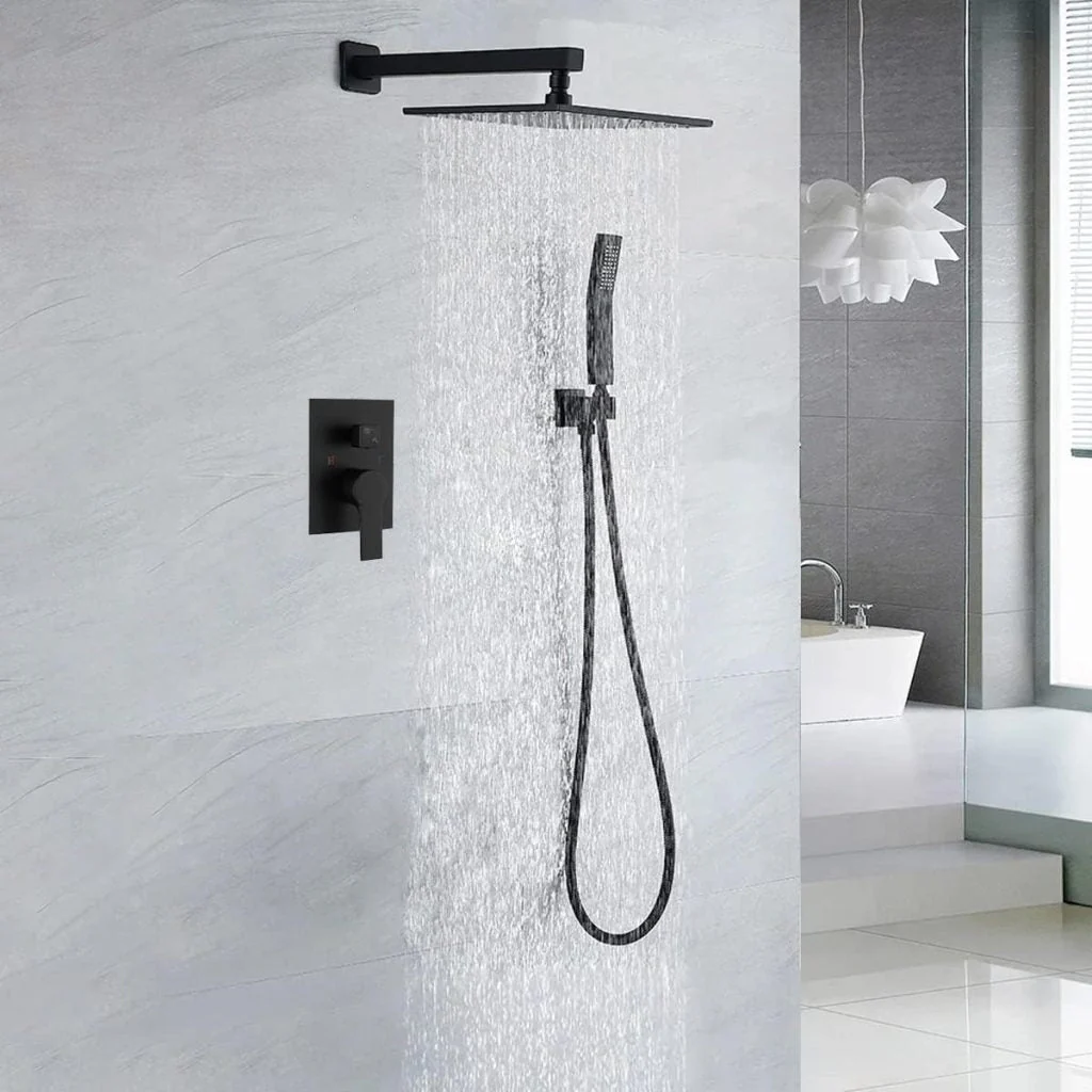 New Black Matte Rainfall Shower System Combo – Modern Luxury Bathroom Shower Panel 814204 - Image 6