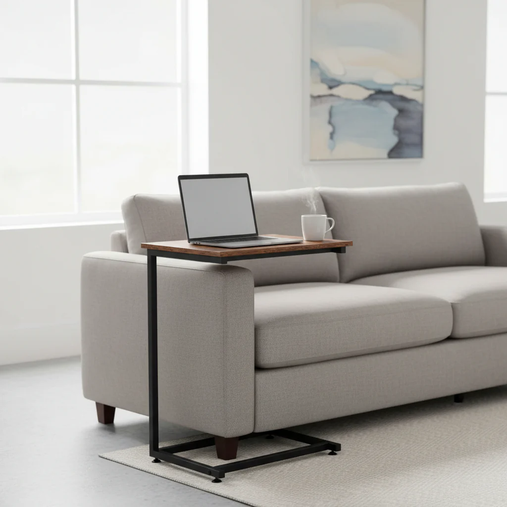 New C-Frame Metal End Table – Sofa-Side Table with Wood Top TLET2504 - Image 4