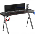 New Carbon Fiber RGB LED Gaming Desk – Ergonomic Computer Table with Light Effects for Gamers V21460 - Image 2