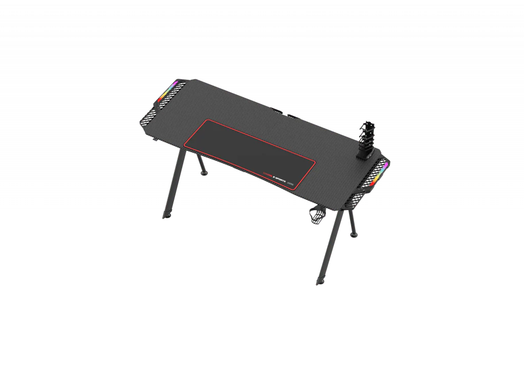 New Carbon Fiber RGB LED Gaming Desk – Ergonomic Computer Table with Light Effects for Gamers V21460 - Image 5