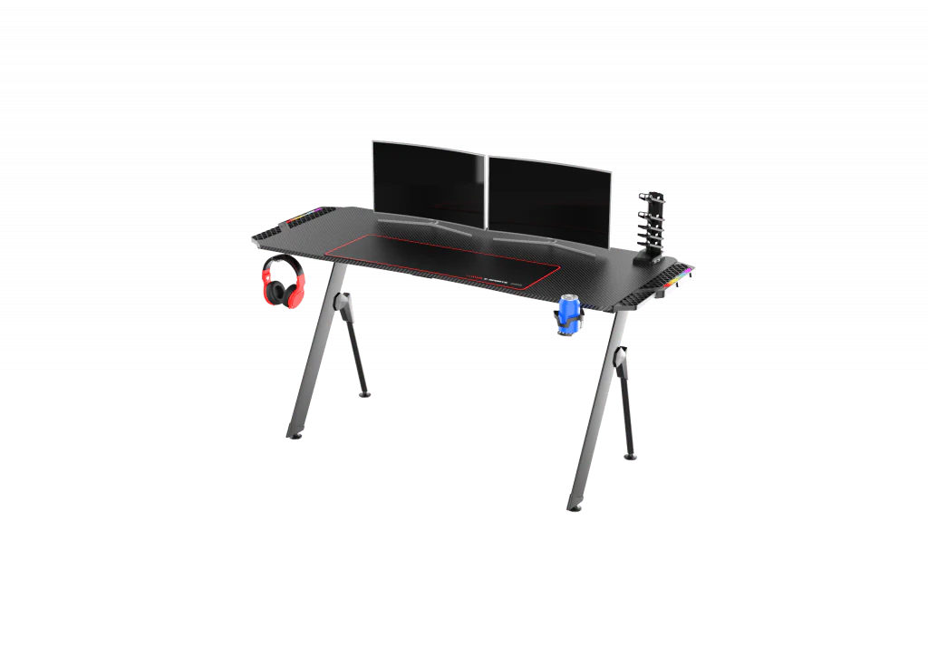 New Carbon Fiber RGB LED Gaming Desk – Ergonomic Computer Table with Light Effects for Gamers V21460 - Image 7