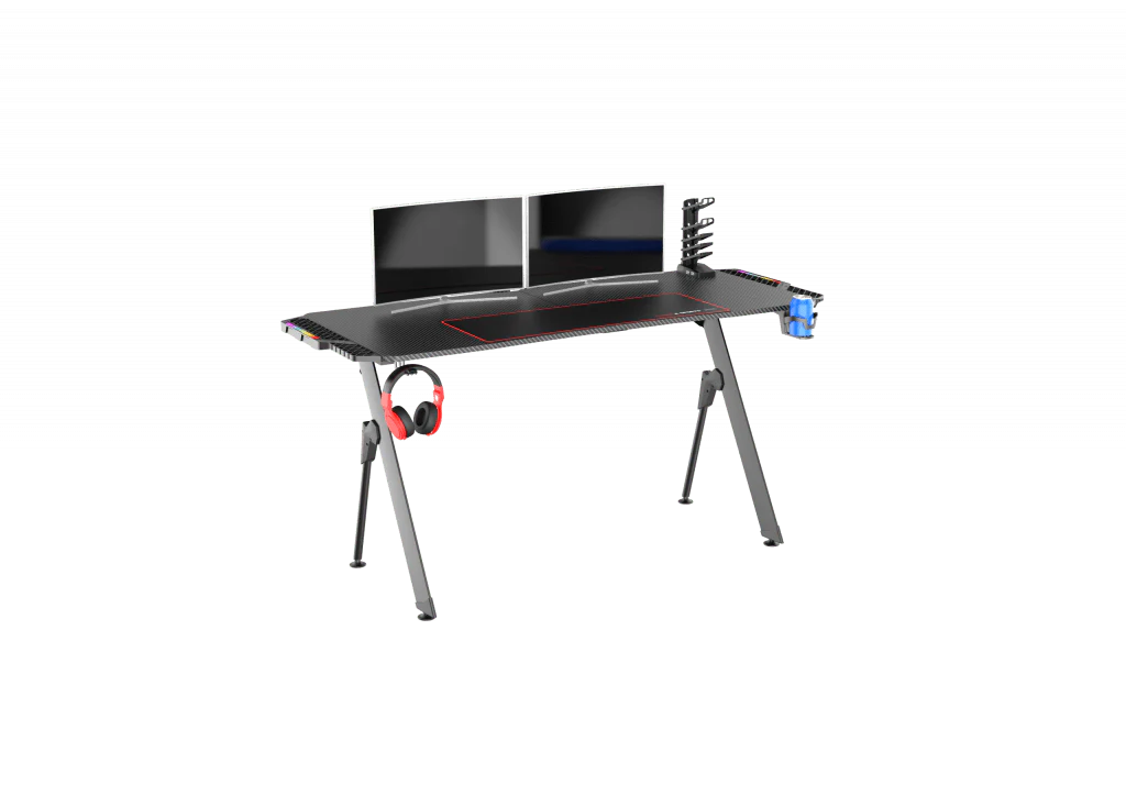 New Carbon Fiber RGB LED Gaming Desk – Ergonomic Computer Table with Light Effects for Gamers V21460 - Image 8