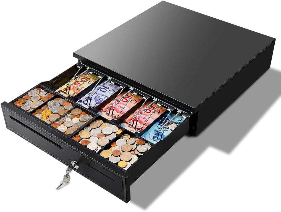 New Cash Register Safe Drawer with Key Lock — Secure Steel Till for Retail & POS Use