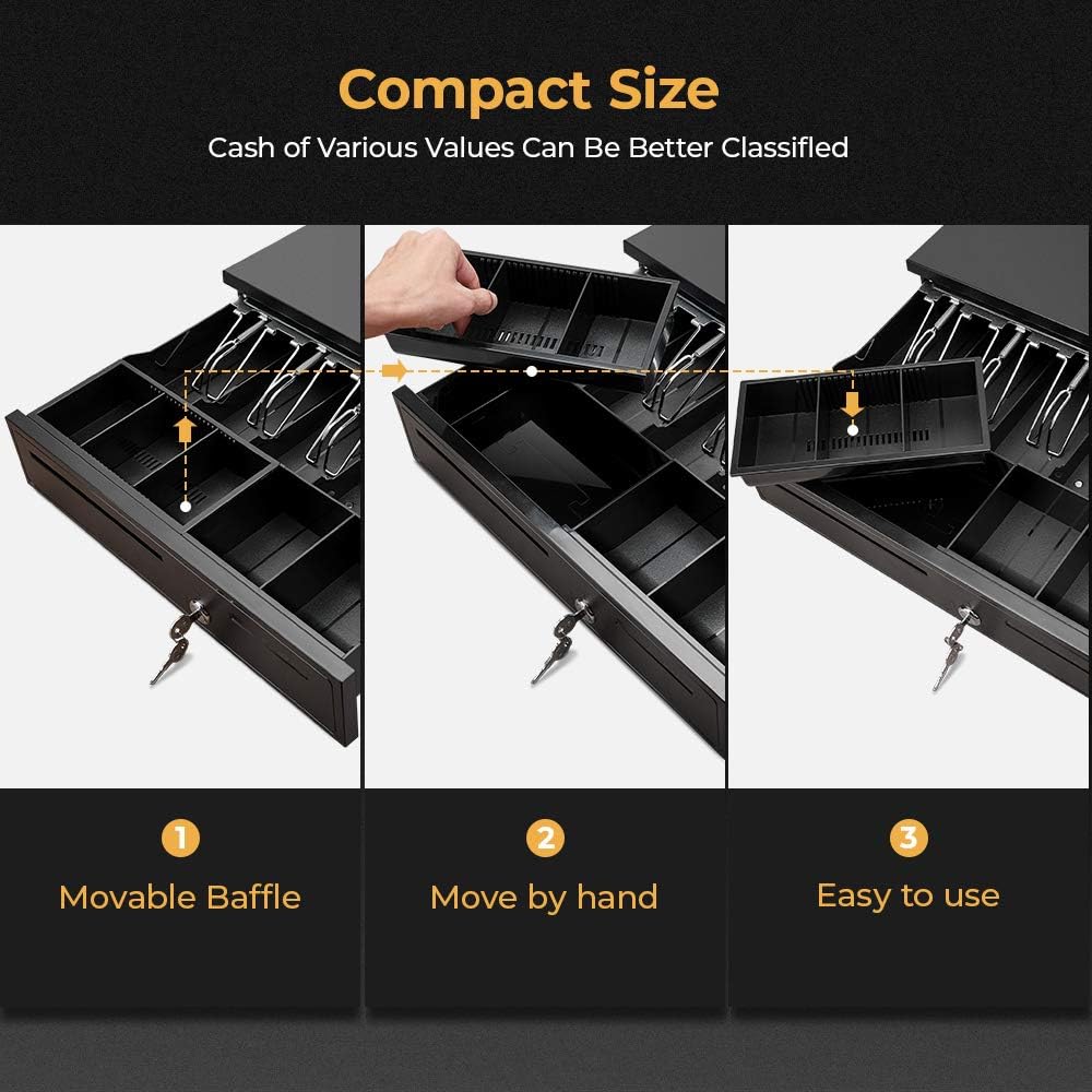 New Cash Register Safe Drawer with Key Lock — Secure Steel Till for Retail & POS Use - Image 2