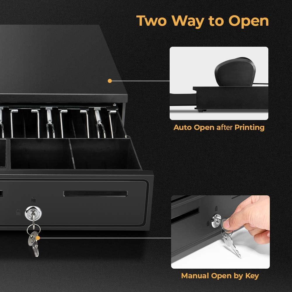 New Cash Register Safe Drawer with Key Lock — Secure Steel Till for Retail & POS Use - Image 3