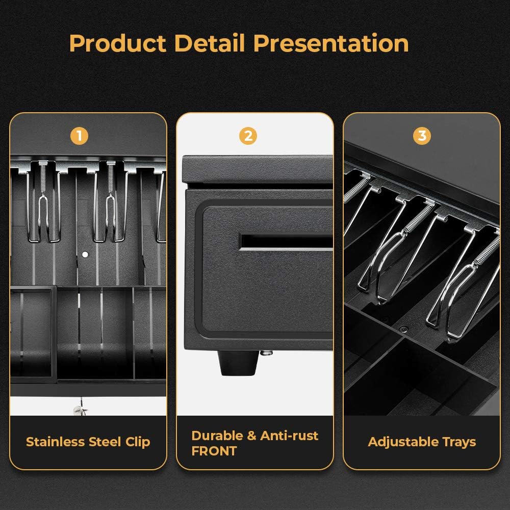 New Cash Register Safe Drawer with Key Lock — Secure Steel Till for Retail & POS Use - Image 4