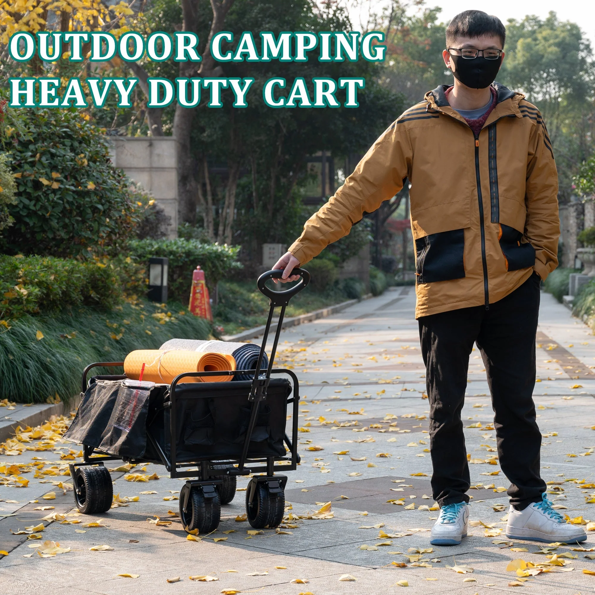New Collapsible Folding Beach Wagon Cart – Heavy Duty 500 lbs Capacity, 10" All-Terrain Wheels, Adjustable Handle - Image 6