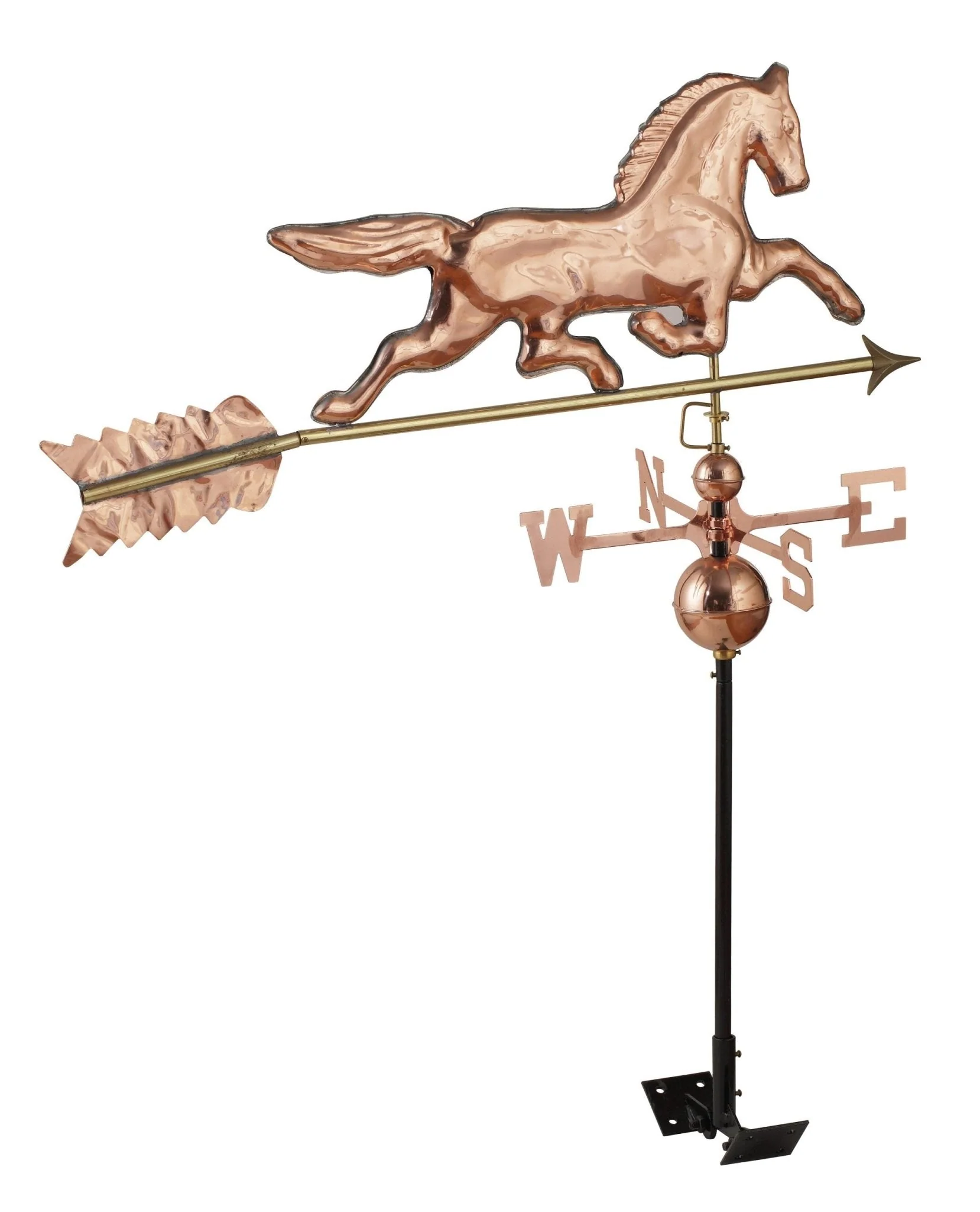 NEW Copper Weathervane Horse & Roof Mount WV925 – Polished 3D Outdoor Weather Vane