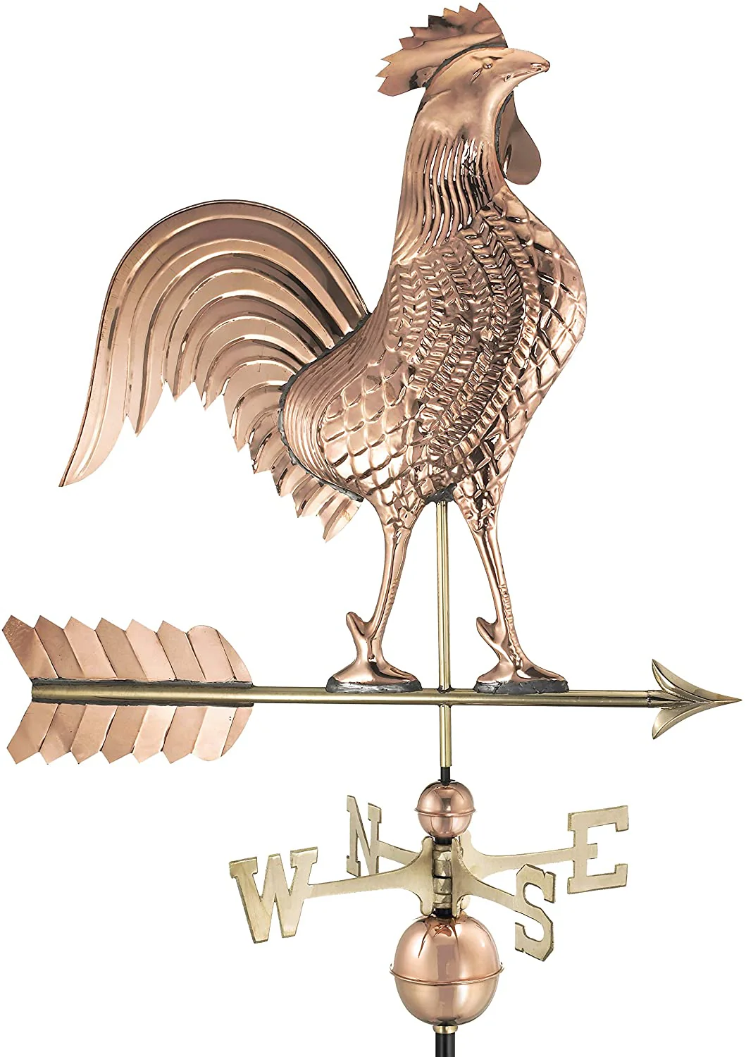 NEW Copper Weathervane Rooster & Roof Mount WV900 – Polished 3D Outdoor Weather Vane