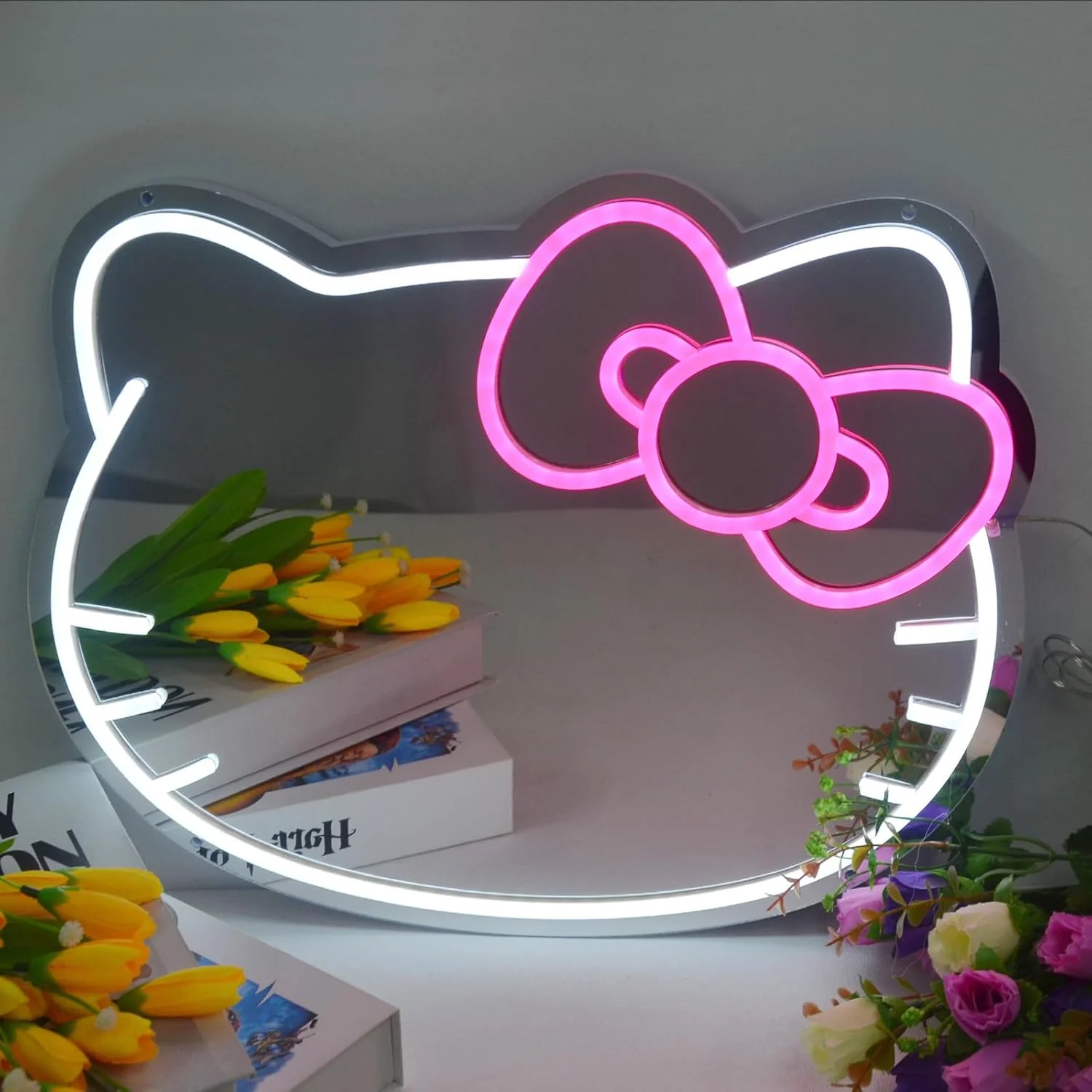 New ED Hello Kitty Mirror Neon Wall Sign – USB Powered Light-Up Decor for Bedroom & Events 🎀💡