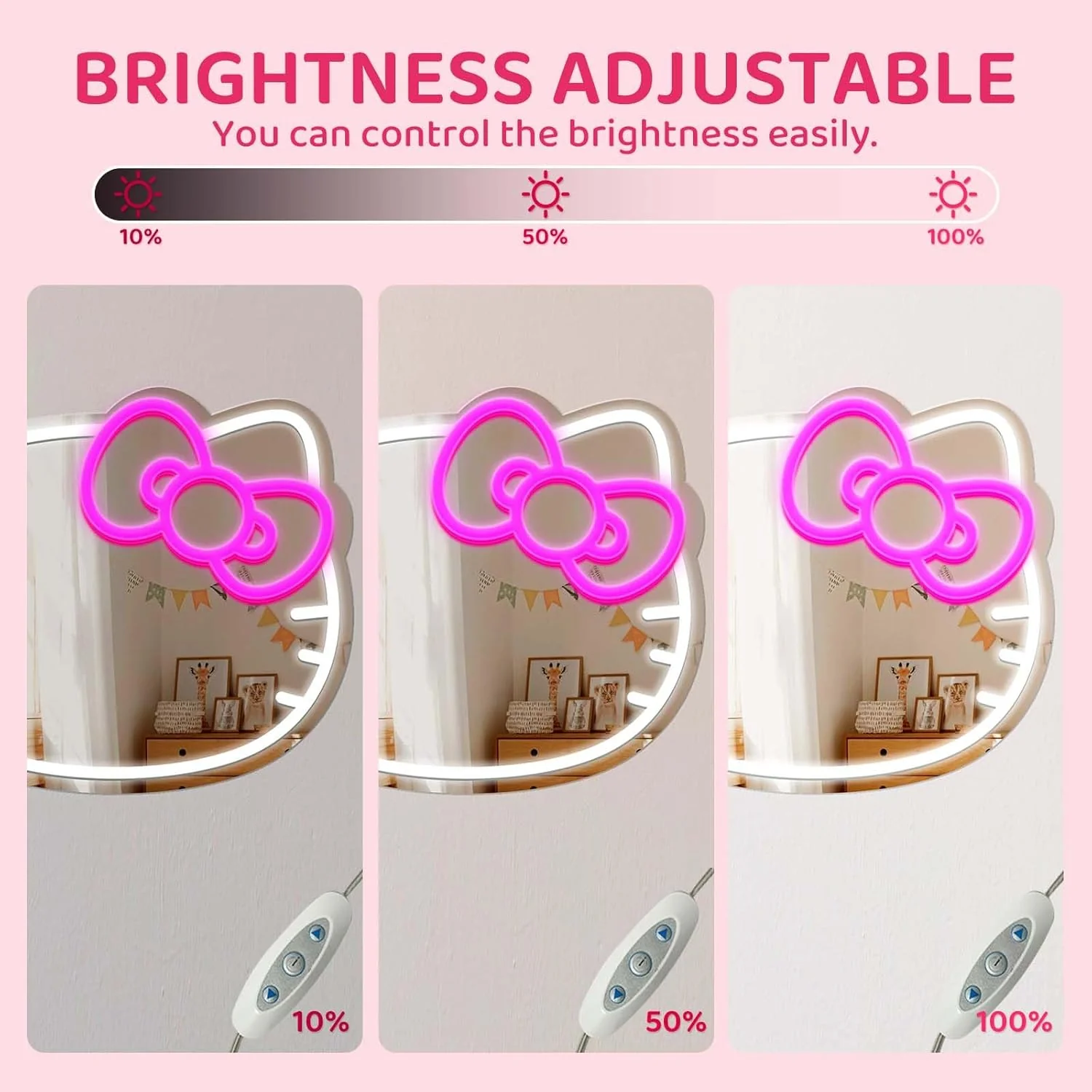 New ED Hello Kitty Mirror Neon Wall Sign – USB Powered Light-Up Decor for Bedroom & Events 🎀💡 - Image 4