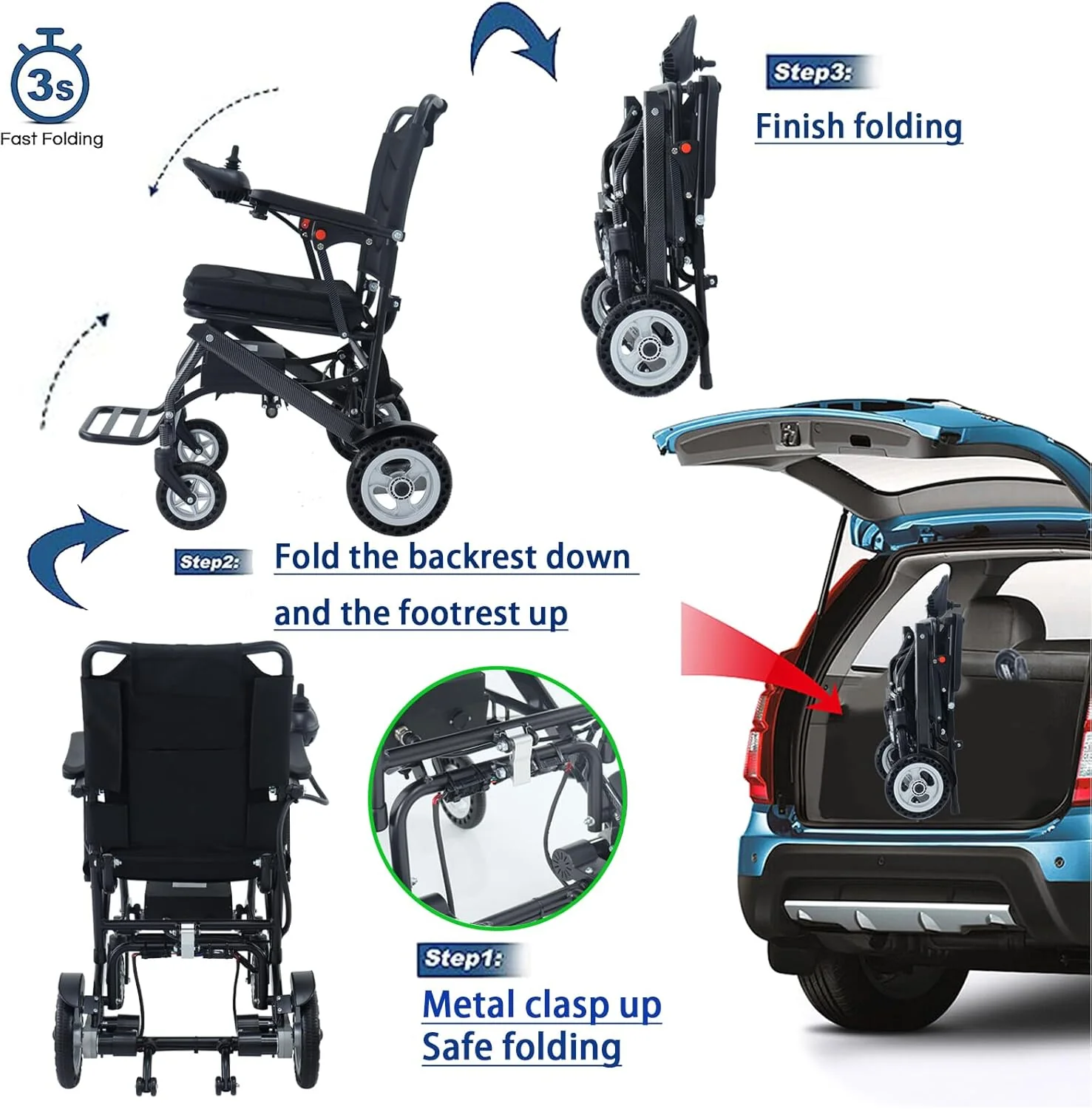 New Electric Ultra Light Folding Wheelchair 9187041 – Portable Lightweight Power Chair - Image 4