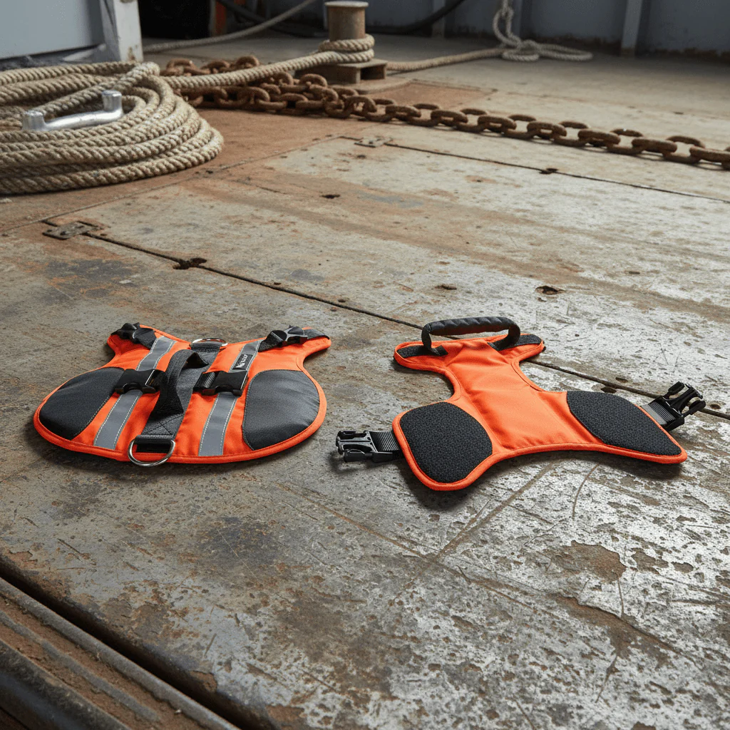 New Fluorescent Orange Dog Life Jacket – High-Visibility Pet Safety Vest for Swimming & Boating