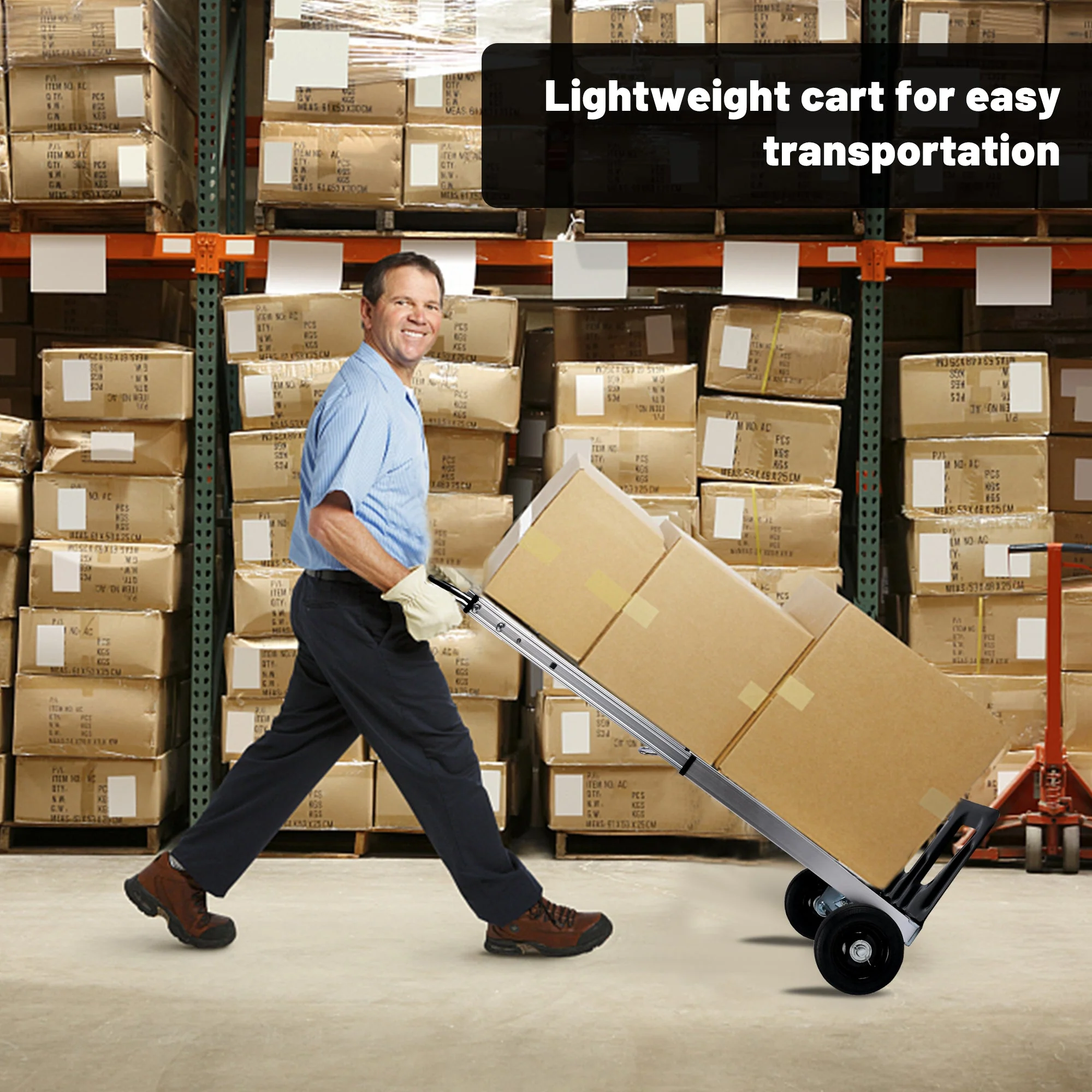 New Folding Hand Truck Dolly Cart with Telescoping Handle, Portable Aluminum Sack Truck with 15cm Rubber Wheels for Moving, Shopping, Travel & Office Use AMACC80 - Image 7