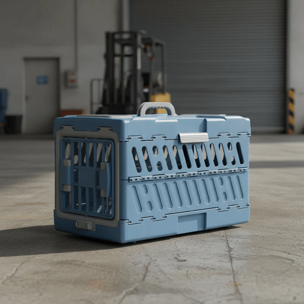New Folding Plastic Pet Carrier – Airline-Approved Crate for Small & Large Pets