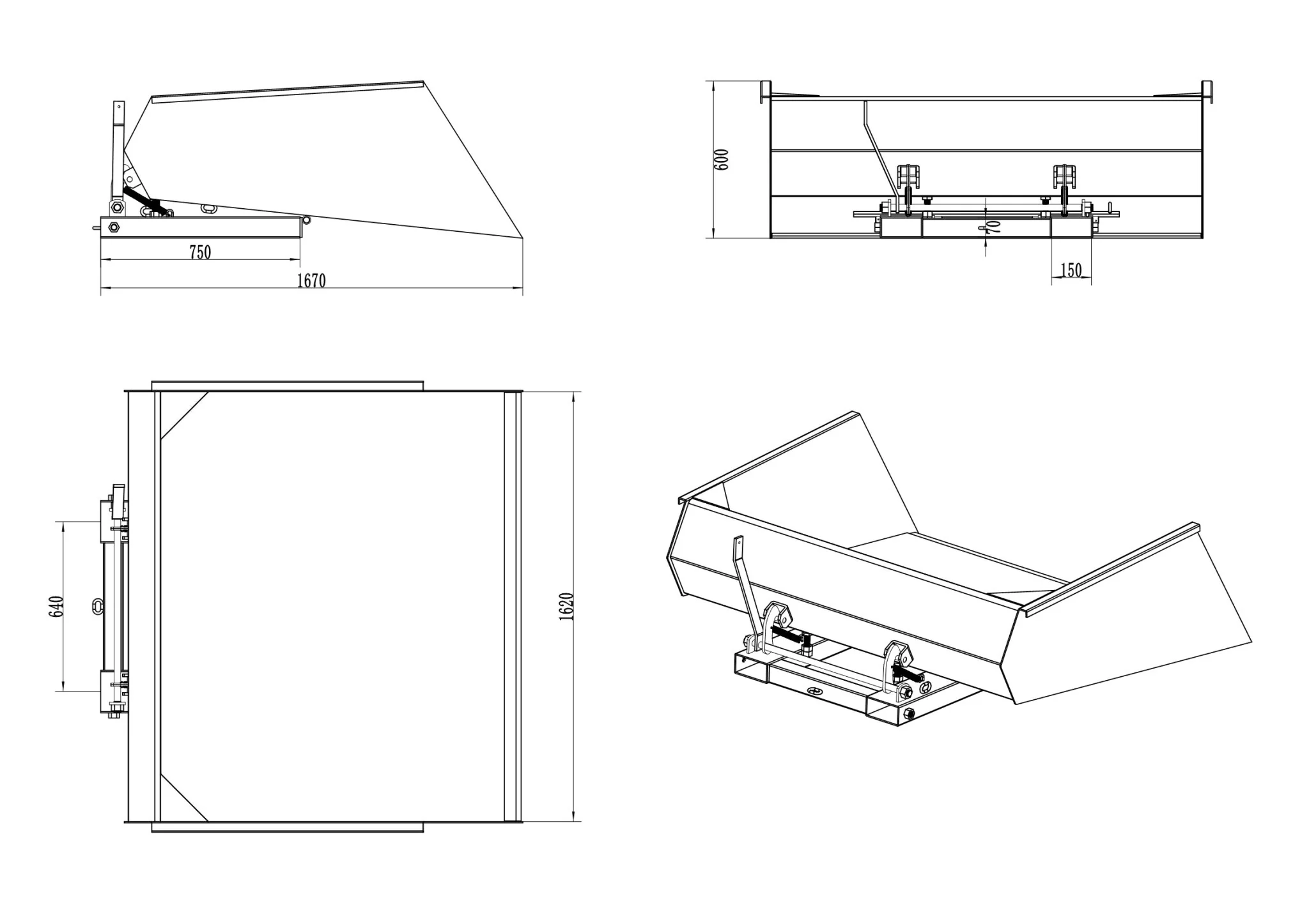 NEW FORKLIFT DUMPING BUCKET ATTACHMENT 32520412 - Image 5