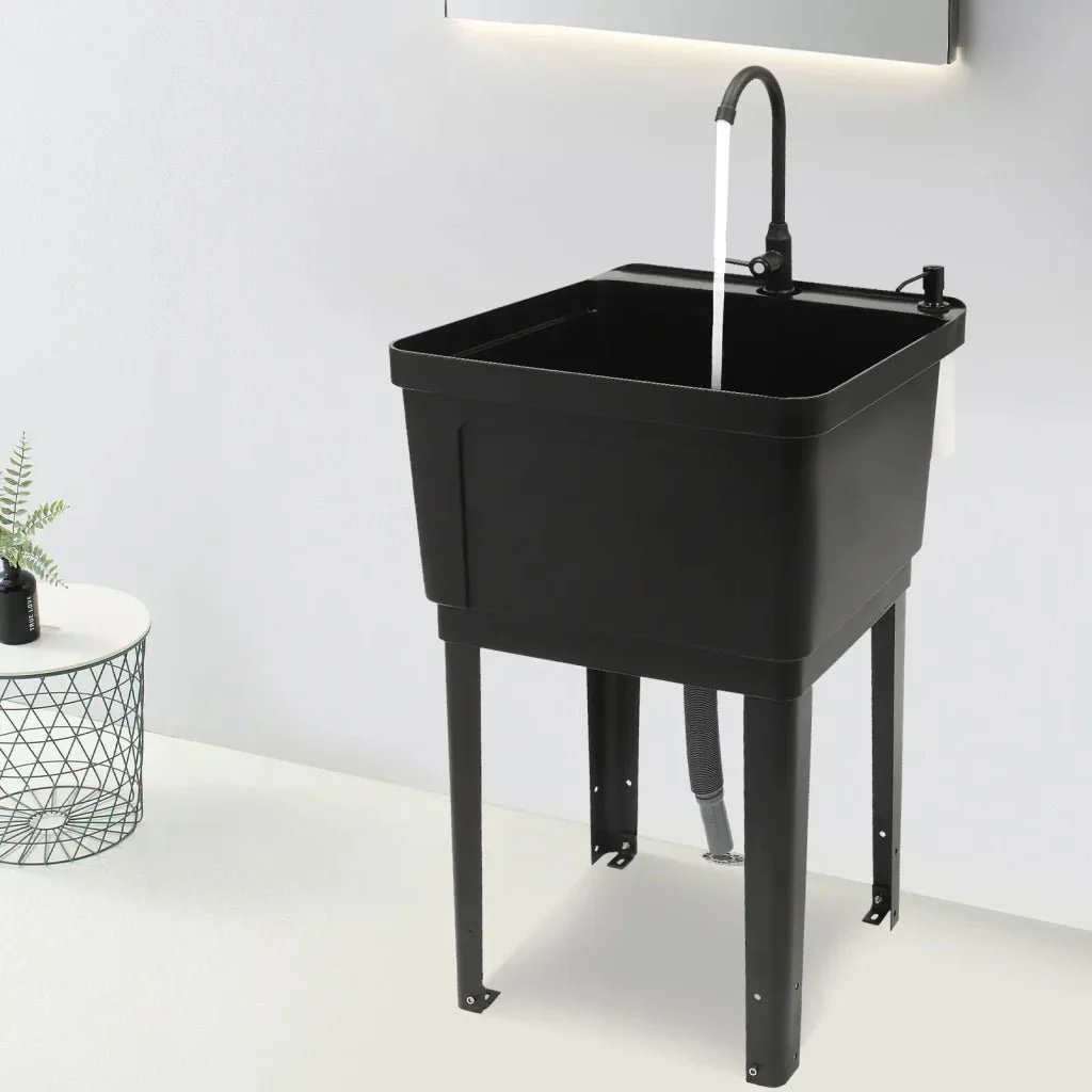New Freestanding Utility Laundry Sink with Faucet – Durable Heavy-Duty Laundry Tub for Home & Garage 857471