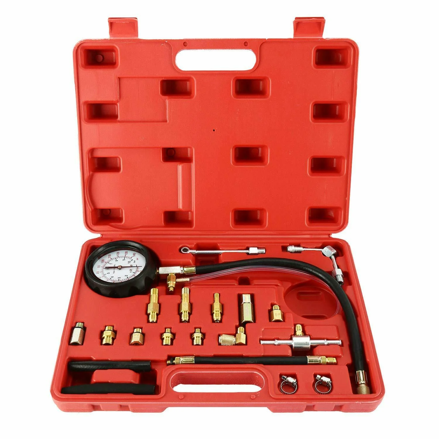 NEW Fuel Injector Pump Pressure Tester Kit TU114 – Universal Fuel Injection Gauge Set 0–140 PSI with Adapters & Carry Case