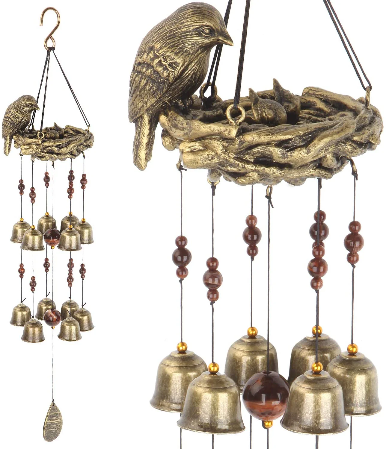 NEW Garden Birds Nest Wind Chime 12 Wind Bells S3120 – 25" Soothing Copper Alloy Chime - Image 3