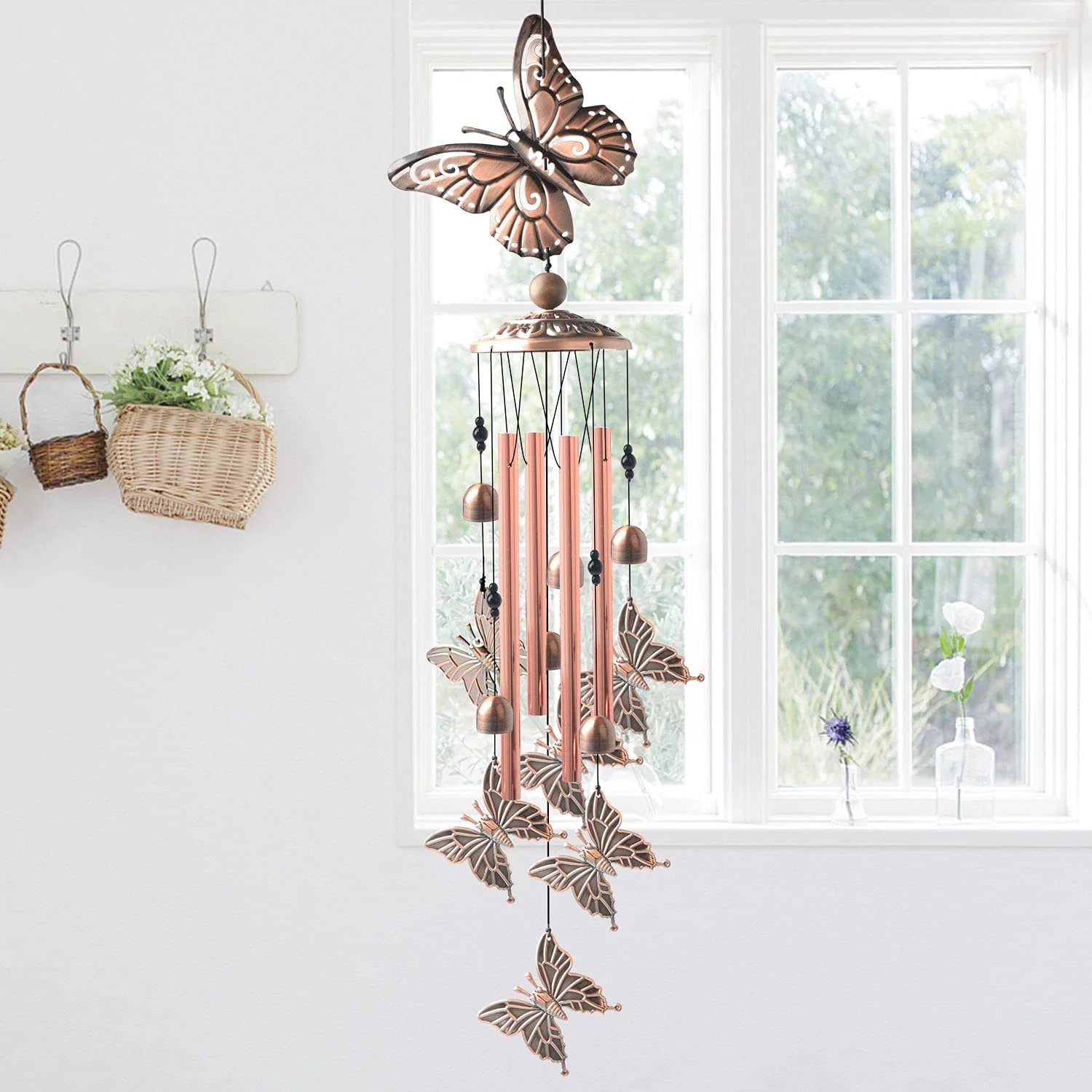 NEW Garden Butterfly Metal Wind Chimes 32" — Handcrafted Aluminum Tube S3122
