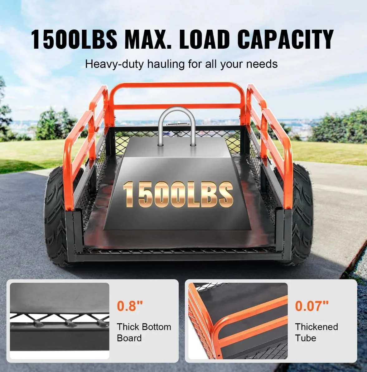 New Heavy-Duty 1500 LB ATV & Garden Tractor Dump Trailer – 15 Cu. Ft Capacity | SKU: ADT015 - Image 7