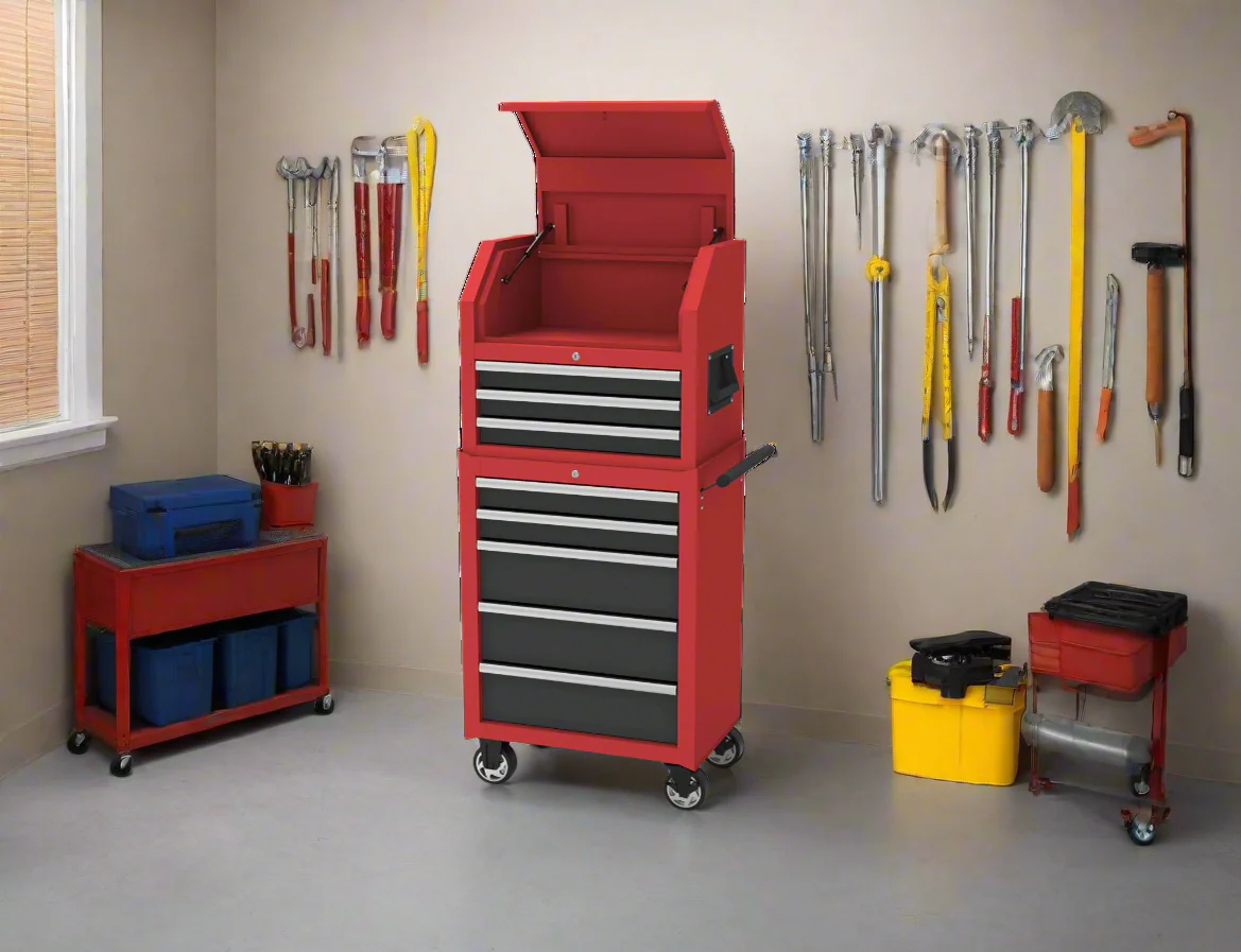 New Heavy-Duty 8-Drawer Rolling Tool Chest & Cabinet Combo – KN27035
