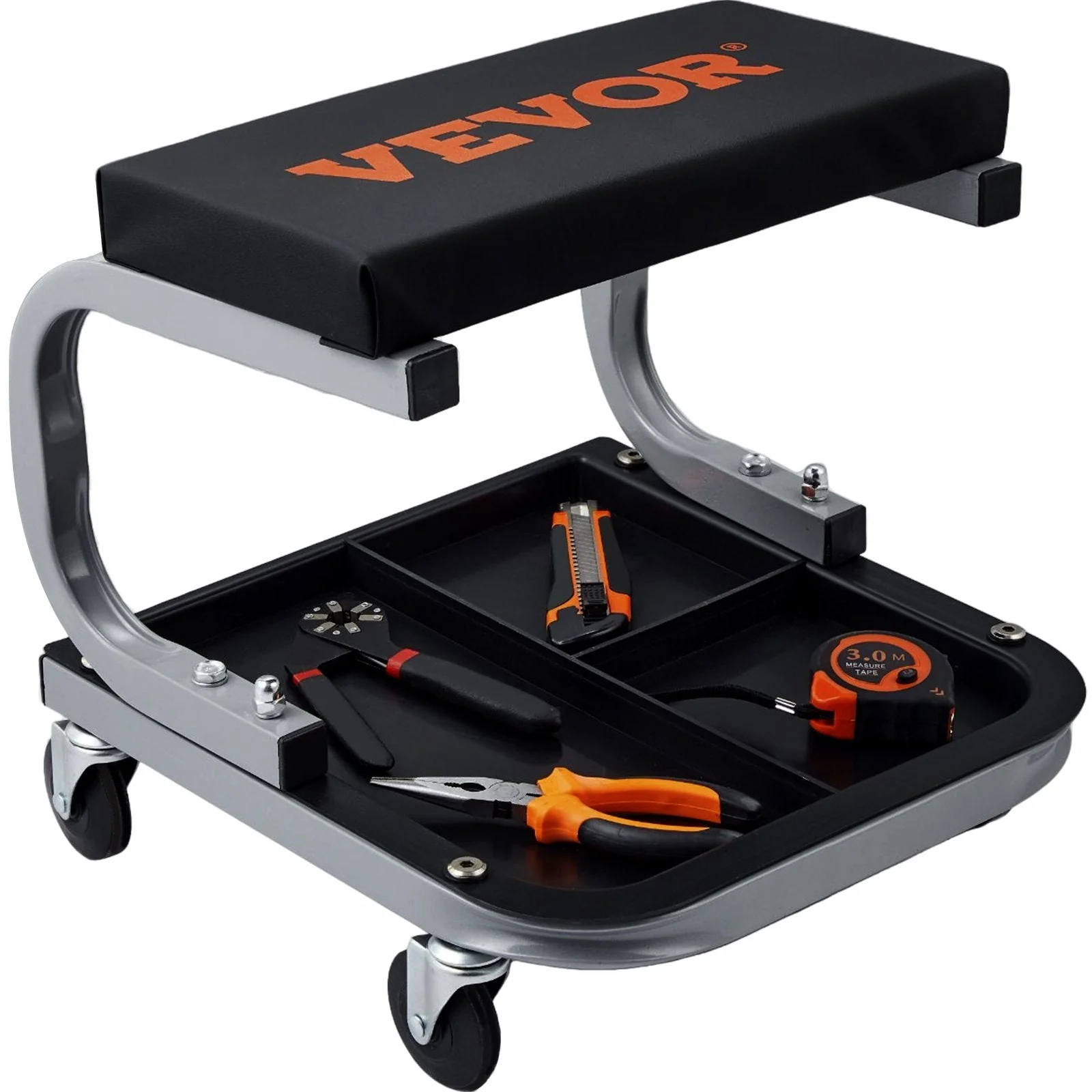 New Heavy-Duty Mechanic Rolling Padded Shop Seat – Model 628522 | Garage Stool with Tool Tray