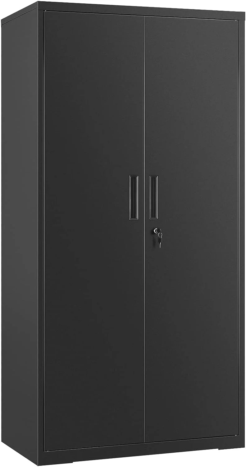 Heavy-Duty Metal Garage Storage Cabinet – Double Door Organizer for Tools & Equipment | Black Steel Cabinet (SKU: OMC015B02) - Image 2