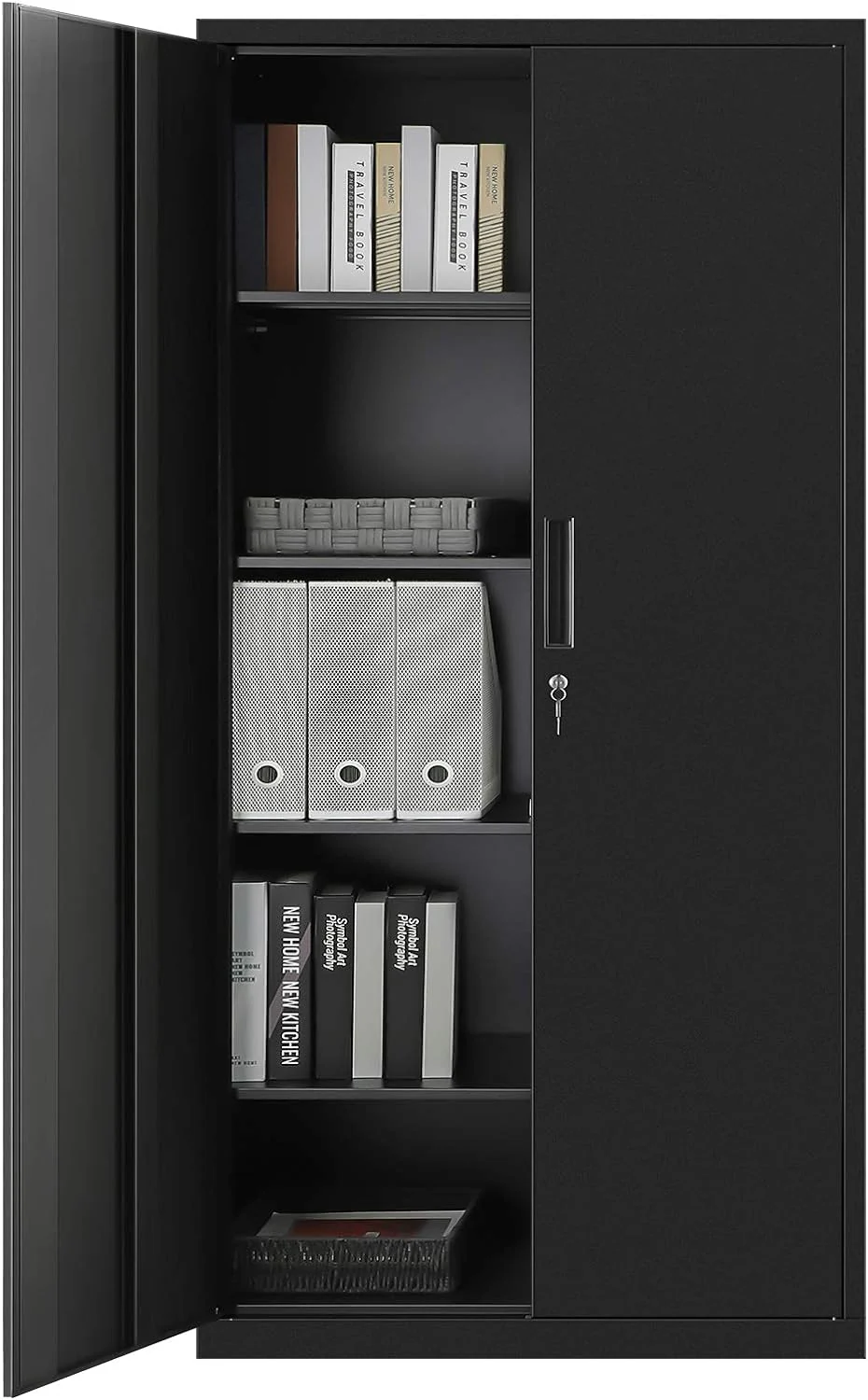 Heavy-Duty Metal Garage Storage Cabinet – Double Door Organizer for Tools & Equipment | Black Steel Cabinet (SKU: OMC015B02) - Image 4