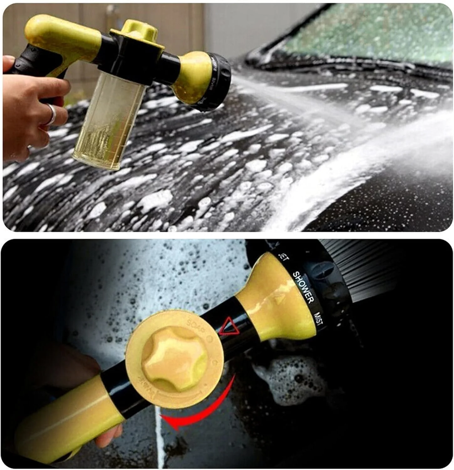 New High Pressure Garden Hose Nozzle with Built-in Soap Dispenser – 8 Spray Patterns, Adjustable Foam Blaster 5240816 - Image 6