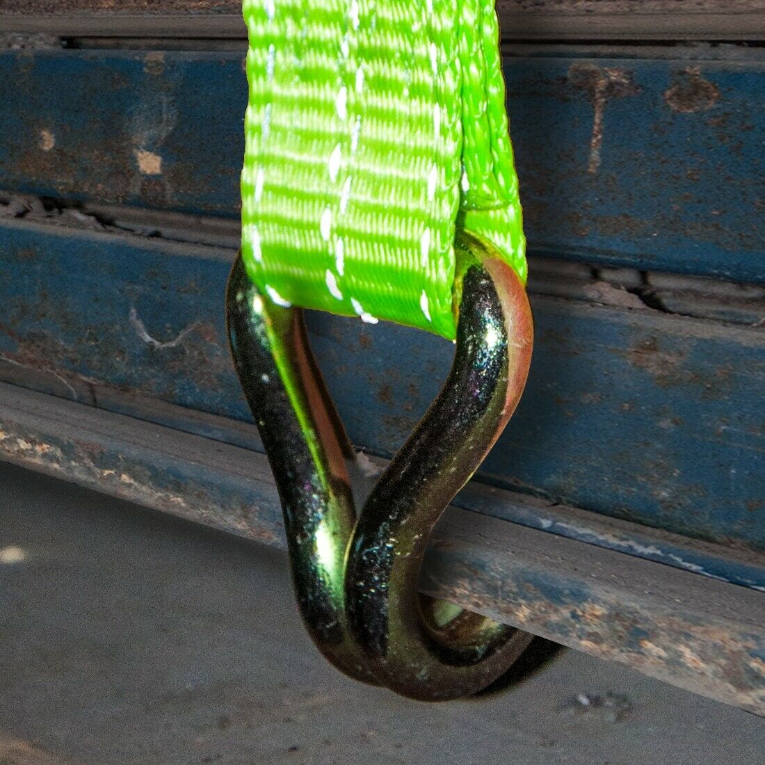 2” x 15FT Ratchet Tie Down Strap with Double J-Hooks – Neon Green – 3,300 lb Load Capacity RS1500 - Image 3