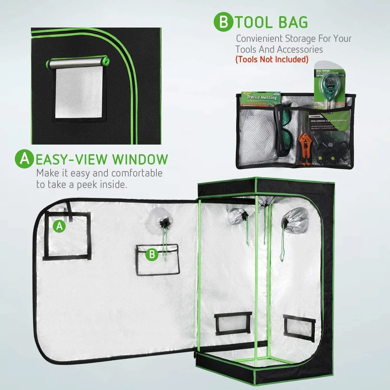 New Hydroponic Indoor Grow Tent with Floor Tray – Complete Hydroponics Growing System - Image 3