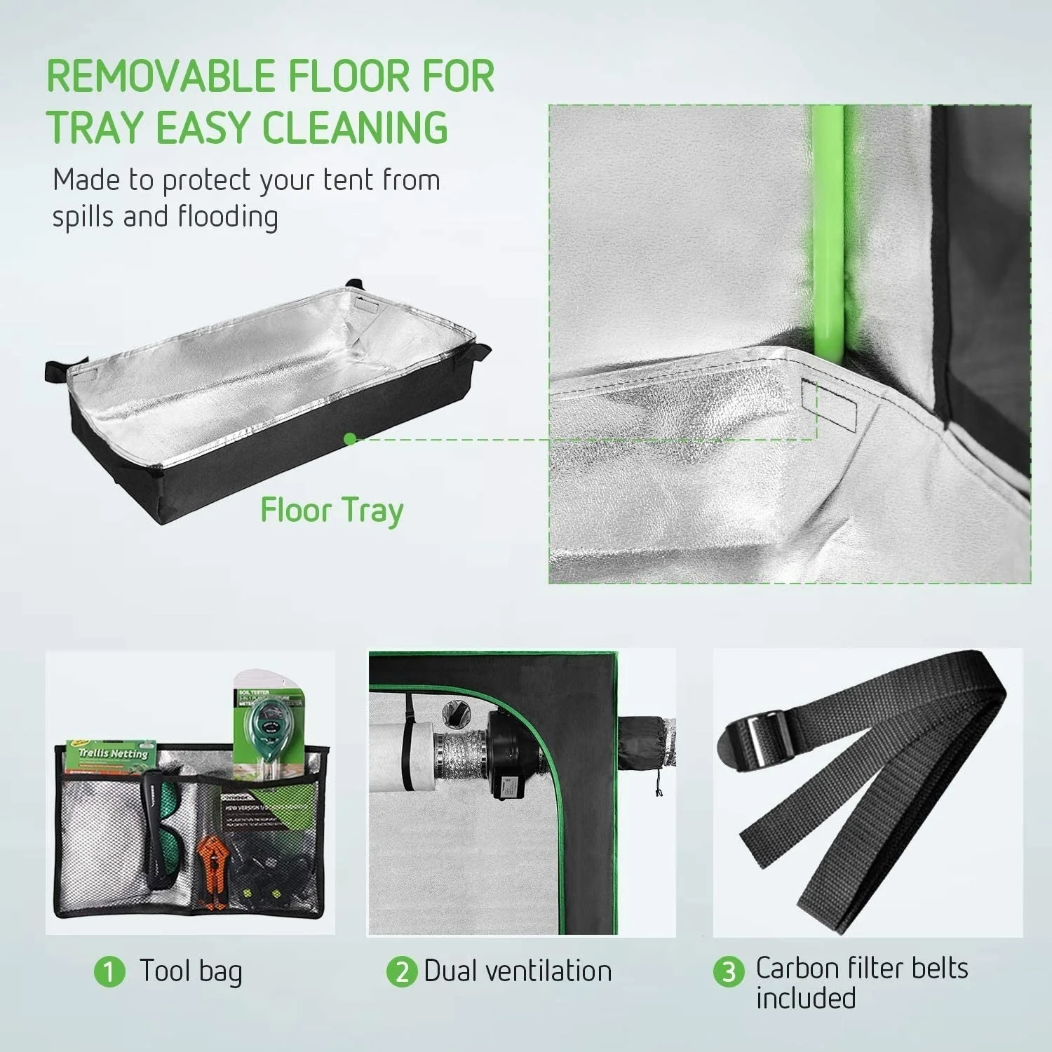New Hydroponic Indoor Grow Tent with Floor Tray – Complete Hydroponics Growing System - Image 9