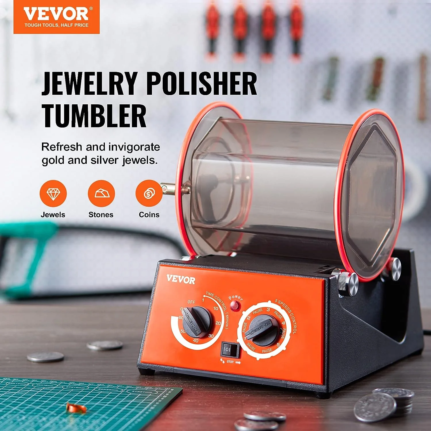 New Jewelry Polisher 5 Speed Rock Tumbler 817443 - Image 4