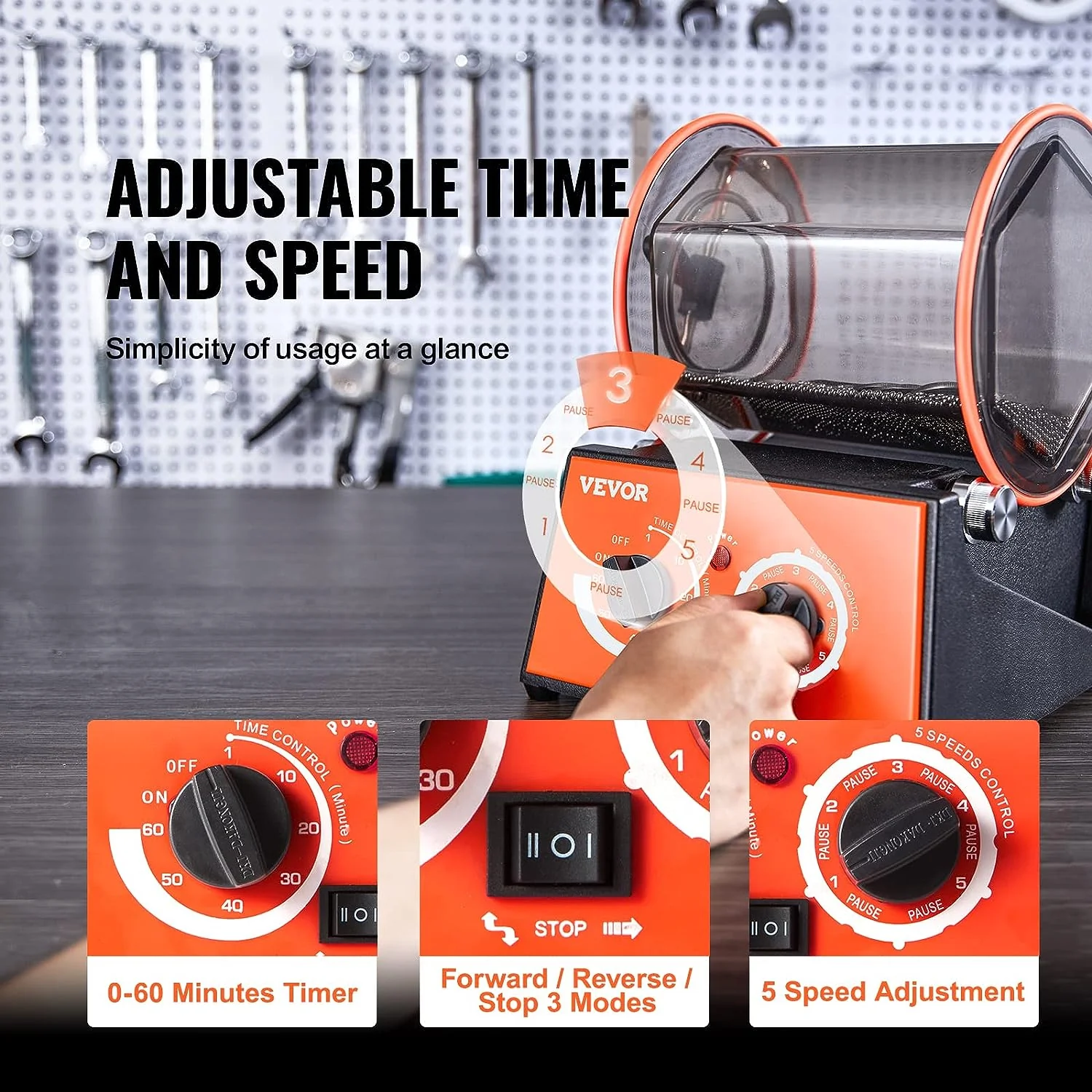 New Jewelry Polisher 5 Speed Rock Tumbler 817443 - Image 7