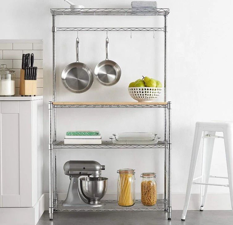 New Kitchen Storage Baker’s Rack with Table – Microwave Stand & Utility Shelf Organizer 7251244