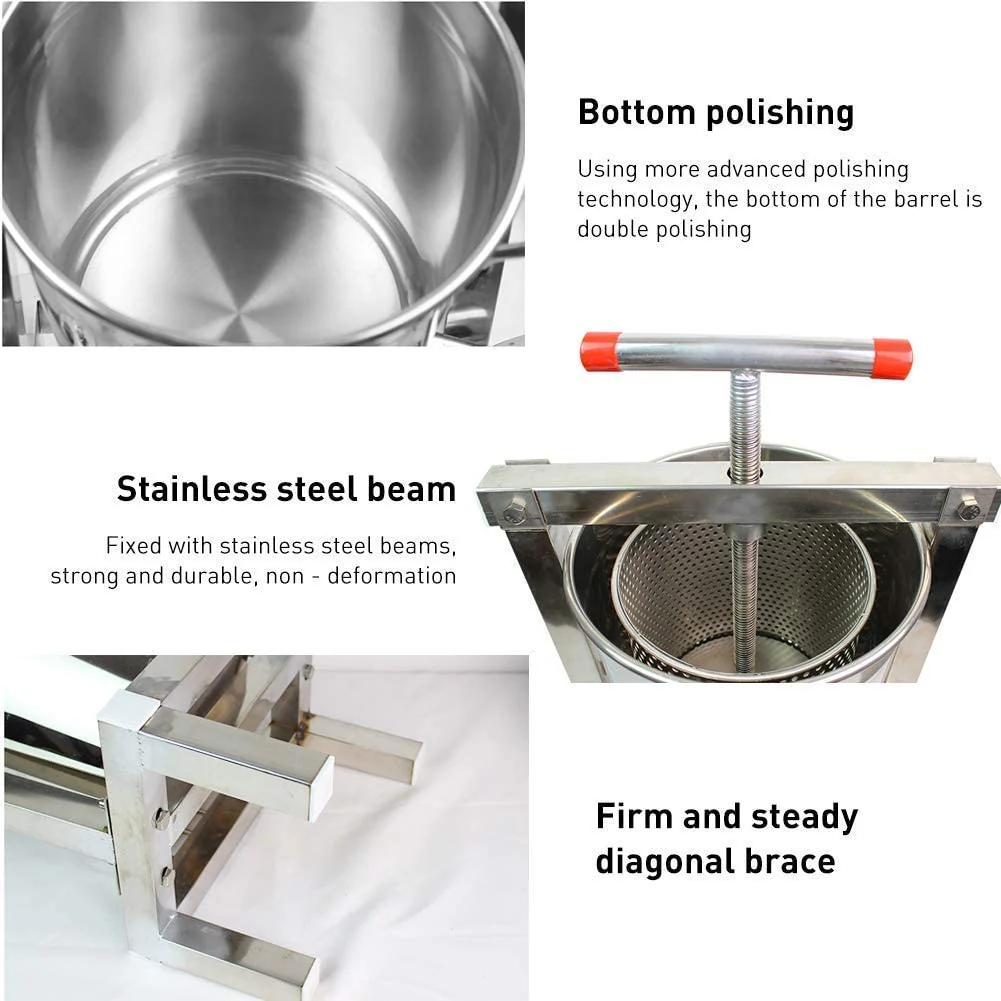 New Large Stainless Steel Honey & Fruit Wine Press Machine – Manual Juice Extractor for Winemaking & Beekeeping 417ZT05 - Image 3
