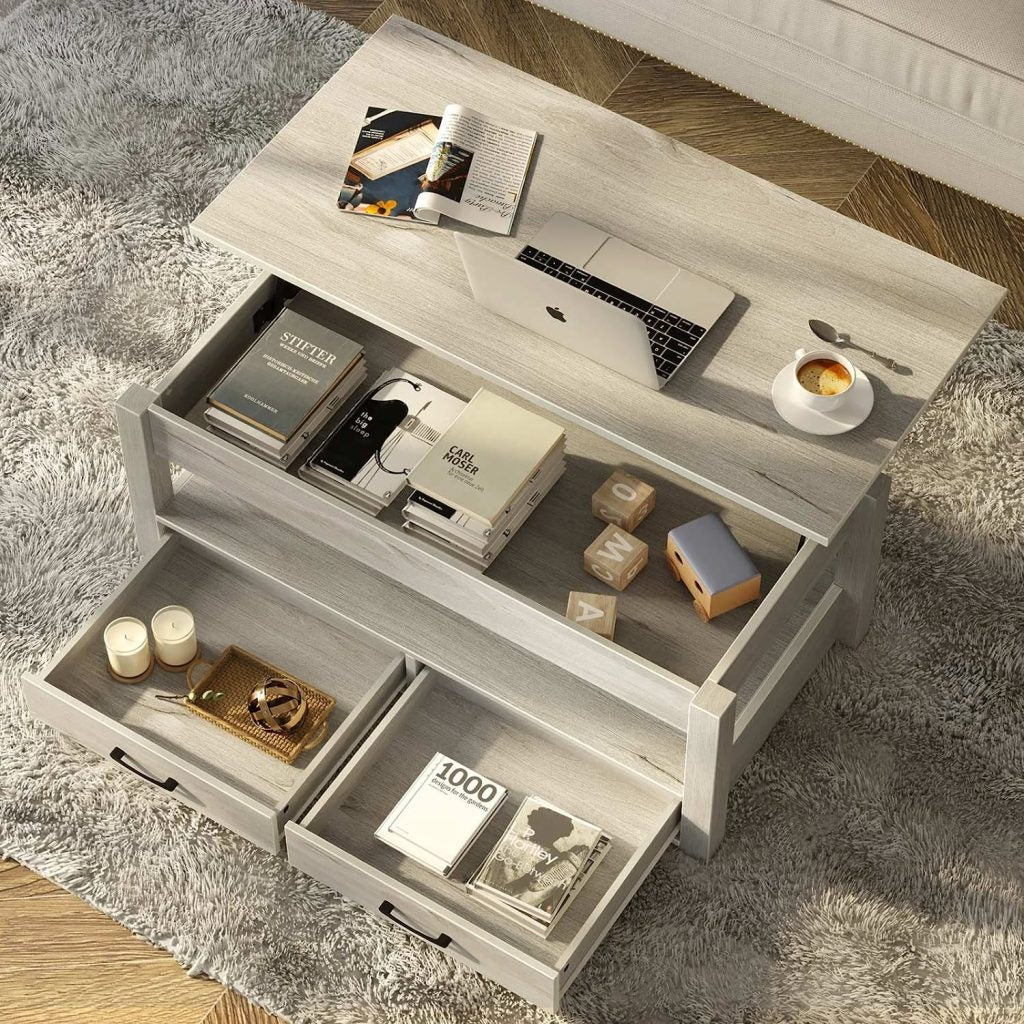 New Lift Top Coffee Table with Storage – Gray or White Modern Wood Table for Living Room - Image 3