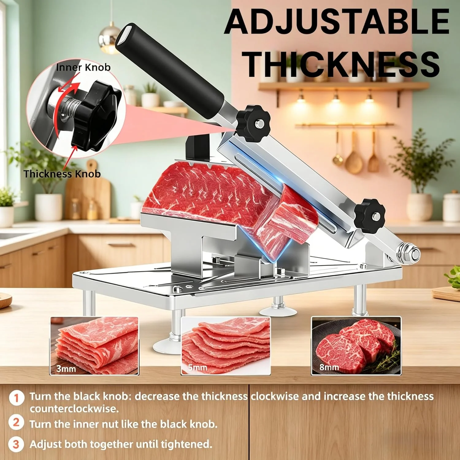 New Manual Meat Slicer & Cutter – Effortless Precision Slicing for Deli, Frozen Meat, and Veggies S1311 MM041 - Image 3