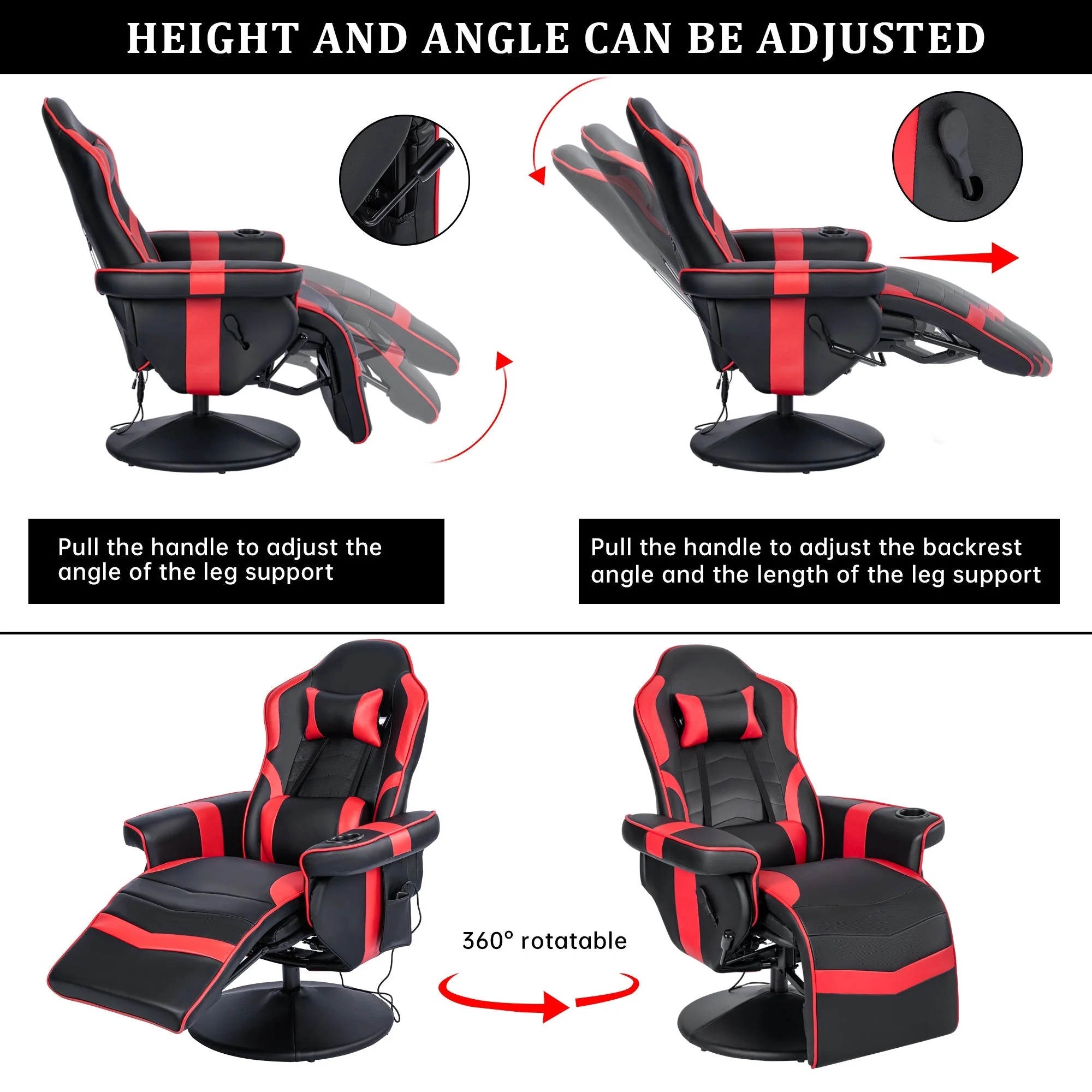 NEW Massage Gaming Chair Recliner – 8-Mode Adjustable E-Sports Lounger Model AMGLC865M - Image 3