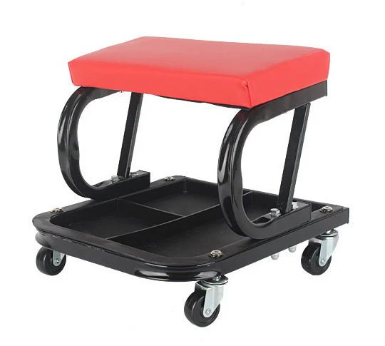 New Mechanic's Padded Creeper Work Stool – Rolling Garage Seat with Tool Tray & Adjustable Height S1245