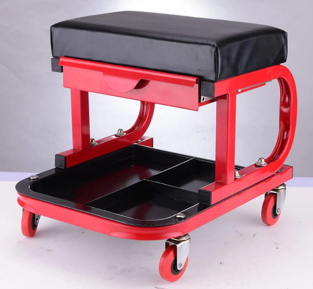 New Mechanic's Padded Creeper Work Stool with Drawer – Rolling Garage Seat with Storage & Casters S1246 - Image 3