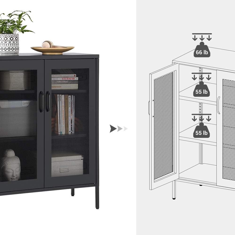 NEW Metal Storage Cabinet with 3-Tier Mesh Doors OMC002B01 - Image 2