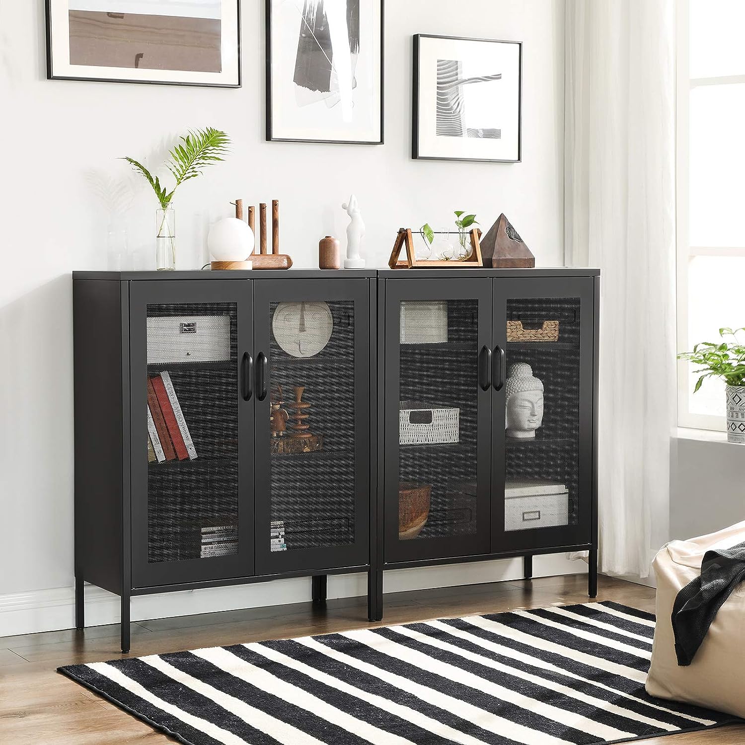 NEW Metal Storage Cabinet with 3-Tier Mesh Doors OMC002B01 - Image 8