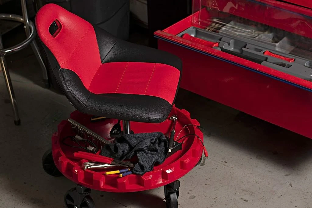 New Mobile Rolling Gear Seat & Equipment Tray – Heavy-Duty Mechanic Stool with Tool Storage 710736 - Image 6